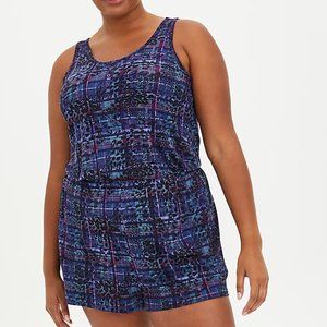 Torrid Leopard Plaid Purple Super Soft Sleep Romper 2X NWT